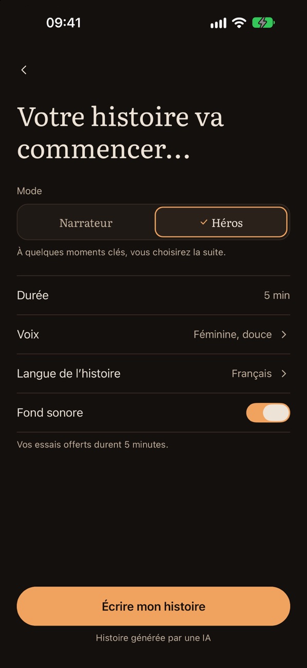 Le choix du mode Héros avant l’histoire
